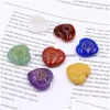 Stone 22mm Heart Love Symbol Chakra Set Reiki Natural Crystal Stones Polering Rock Quartz Yoga Energy Bead Healing Decoration Drop DHM06