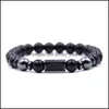 Perlenstr￤nge Vulkansteinarmband elastische Linie Fremdes Mikroset Quader Schwarz Zirkon nat￼rliche Tropfenabgabe Schmuckarmb￤nder DHCWN DHCWN