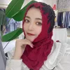 Etnische kleding één stuk glanzende vrouwen schoonheid bloemen goud pailletten sjaal sjaal sjaal kralen Arabische islamitische bruiloft hijab chiffon headscarf head wrap