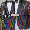 Vestes pour hommes 2023 robe à paillettes à motif Vertical coloré pour hommes collier de fruits verts danse hôte Performance veste de costume