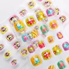 Unghie finte Bambini Candy Consigli per la decorazione delle unghie Cartoon Full Cover Kid Pink Fake Art For Little Girls Manicure Tool 24Pcs/Set