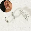 Hoop Earrings & Huggie Crystal Cartilage Ear 3pcs Set Ring Leaf CUFF Fake Clip On CuffHoop