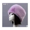 Beanie/Skull Caps Dark Green Flat Roof Fluffy Snow Year Winter Plush Thick Fur Hat Faux Furry Cap Head Warmer Outdoor Hats Women Gir Dhgju