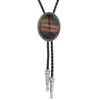 Bow Ties Fashion Swirl Pattern With Big Stone Bolo Tie