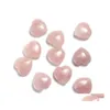 Stone 20mm naturlig rosa roskvarts vit kristallhjärta prydnad chakra helande reiki pärlor för smycken gör diy presentdekoration d dhr9m