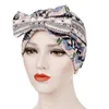 Caps de bola Women Bowknot Muslim Ruffle Hat Beading Turban Head Wrap Cap