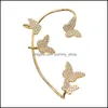 Ear Cuff Pretty Diamond 3D Butterfly Fashion Designer Actioner Actioner for Woman Girls Gold Gift Box 1236 B3 Drop Delivery Jewelry DHDN3