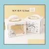 Gift Wrap 100Pcs/Lot 4 Inch Cartoon Window White Cake Box With Handle Kraft Paper Cheese Cakebox Kids Birthday Wedding Home Party Su Dhkz8