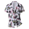 Men's Casual Shirts 2023 Men's Hawaiian Short-sleeve Beach Blouses Tops Male Cool Turn Down Collar Printed