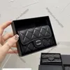 CC Marque Portefeuilles Mini Lambskin Caviar Designer Flap Purses Shiny Pearly Grained Calfskin Quilted Classic Card Holder Or Silver Meat Hardware Card Pack Femmes P