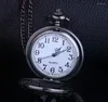 懐中時計ビンテージレトロタコホローハーフクォーツウォッチスチームパンクブラックとネックレスチェーンギフト