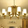 Chandeliers Modern Chandelier Living Room Decoration Home Lighting Gift E14 Led Bulb Lamp Gold Wrought Iron Glass Lampshade Light 110-240V