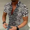 Männer Casual Hemden Vintage Herren Tiger Leopard Gedruckt 2023 Sommer Mode Kurzarm Drehen Unten Kragen Button Up Hemd Männlich 3XL