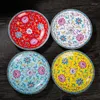 Plates 6inch Dessert Plate Enamel Ceramic Porcelain Round Dish Pastry Container Pastoral Dinnerware Chinese Dinner Decor Crafts