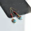 Bengelen oorbellen tibetaanse stijl turquoise waterdruppel nationale bohemian dames