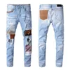 Gescheurde Mode Amirr Heren Jeans Kleding Designer Broek Lichtblauw Heren Slim Denim Rechte Biker Gat Hip Hop Jeans Heren