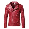 Men's Jackets Men's Leather Jacket Solid Color Casual Zip Decorative PU