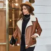 Damesleer 2023 Winter Dikke Warm Warm Faux Jackets Vrouwen schapenvacht jas vrouwelijk bont jas bovenkleding overjas