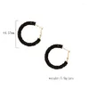 Boucles d'oreilles créoles UJBOX mode grande pierre noire pour femmes filles bijoux de fête de mariage accessoires en gros