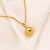 Halskette Ohrringe Set Gold Farbe Plain Bead Schmuck Runder Anhänger Kette Kugel Ring Frauen Geschenk