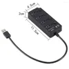 Ports USB 3.0 Hub 5Gbit / s Hochgeschwindigkeit Ein Off Switch Tablet Datenübertragung mit Tastendrückliegeradapter für PC -Laptop EU US UK Au -Stecker