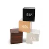 Relógios da mesa de mesa Mini Digital Wooden LED Alarmes Wood Wood Retro Glow Desktop Decor Control Voice