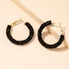 Boucles d'oreilles créoles UJBOX mode grande pierre noire pour femmes filles bijoux de fête de mariage accessoires en gros