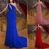 캐주얼 드레스 2023 플러스 크기의 유명 파티 로브 스팽글 슬림 블루 칵테일 댄스 파티 드레스 레이디 한 어깨 컷 아웃 우아한 저녁