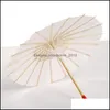 Umbrellas Classical White Bamboo Papers Umbrella Craft Oiled Paper Diy Creative Blank Painting Bride Wedding Parasol Stage Decoratio Ot1Op