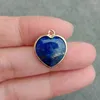 Pendant Necklaces 10 Pcs Natural Blue Lapis Lazuli Bezel Set Heart Shaped For Women Necklace Making