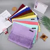 Scarves Solid Color Women Scarf Cashmere Pashmina Shawls Tassel Hijab Head Wraps Femme Thick Winter Bandana Foulard