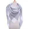 Écharpes Femmes Écharpe 2023 Tricoté Printemps Hiver Plaid Chaud Cachemire-like Châles Cou Bandana Pashmina Lady Wrap