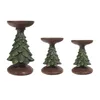 Candle Holders 1Pc Resin Christmas Tree Candlestick Rustic Tealight Holder Figurines Living Room Tabletop Decoration Accessories