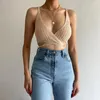 Женские танки сезоны женщины сексуальные без спины Slim Camis Женская шерстяная вязаная шершница V-образное вырезок с All-Match Streetwear 2023 Весеннее лето