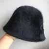 Wide Brim Hats Soft Wool Blends Fur Fisherman Bucket Women Fall Winter Versatile Basin Cap Cold-proof Warm Headgear 7 Colors