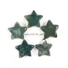 Stone 20Mm Random Color Mini Star Statue Natural Carving Home Decoration Crystal Polishing Gem Healing Jewelry Drop Delivery Dh1Lb