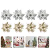 Decorative Flowers Christmas Poinsettia Tree Flower Decorations Artificial Glitterfake Floral Picks Decorornaments Poinsettias Ornament Red