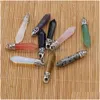 Charms Natural Stone Hexagon Prism Cone Pendum hanger Rose Quartz genezing Reiki Crystal Finding for Diy kettingen vrouwen mode jood dh2db