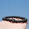 STRAND GOTHISCHE WOLF LOOPARD BROEMBELET VOOR MANNEN NATUURLIJKE LAVA VOLCANO STONE BLAUW ZWART BLACK BRACELEN HANDMADE 8MM KRIJKEN JEWELR7889517