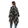 Bufandas Otoño e Invierno Mujeres Imitación Cashmere Feel Plaid Cape Shawl Espesado Cinturón Cálido Moda Lujo Borla Capa Bufanda