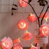 Cordes Gift Valentine Battered 10 fleur de rose à LED Garland Lights de Noël Mini Icicule d'extérieur chaud