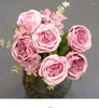 Decorative Flowers Artificial Champagne Peony Rose Simulation Silk Bouquet Wedding Pography Flower Arrangement Home Room Bedroom Garden