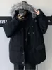 여자 트렌치 코트 Heydress 2023 Harajuku 두꺼운 따뜻한 여성 솔리드 모피 칼라 파카 여성 의류 후드 후드 대형 겨울 재킷
