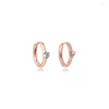 Hoop Earrings Rose Gold Jewelry Light Blue Solitaire Huggie For Women Fashion Bijouterie 2023 Valentine's Day Gift
