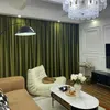 Curtain Olive Green Velvet Curtains Nordic Modern Living Room Bedroom Villa Shading Finished Thickened Solid Color