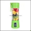 Fruit Vegetable Tools 1300Ma Electric Juicer Cup Mini Portable Usb Rechargeable Juice Blender And Mixer 2 Leaf Plastic Making Cups Dhbth