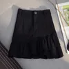 Skirts 2023 Summer Women's Korean Fashion Denim All-Match High Waist Slim Sexy Girl Mini Lotus Leaf Faldas Ropa Mujer