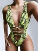 Swimwwear Women Sexy Deep V Neck Neck Leopard Print Hollow Out One Pieces Swimsuit For Women High Taist Bandage Summer Beach Bathing Fulging