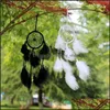 Kunst- en ambachten originaliteit Studie Room Droom Net vanger Home Meubels Wandhangende Wind Chime Natural Colorf Fluff Feather Handma Dhlw7