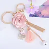 Chavedias Flores de Rose Flores de Chave de Cristal de Cristal Taxagem de Correia Taxel Mulheres Bolsa Carro Pingente Pingente Presente de Jóias Trigidentes J2430KeyChains